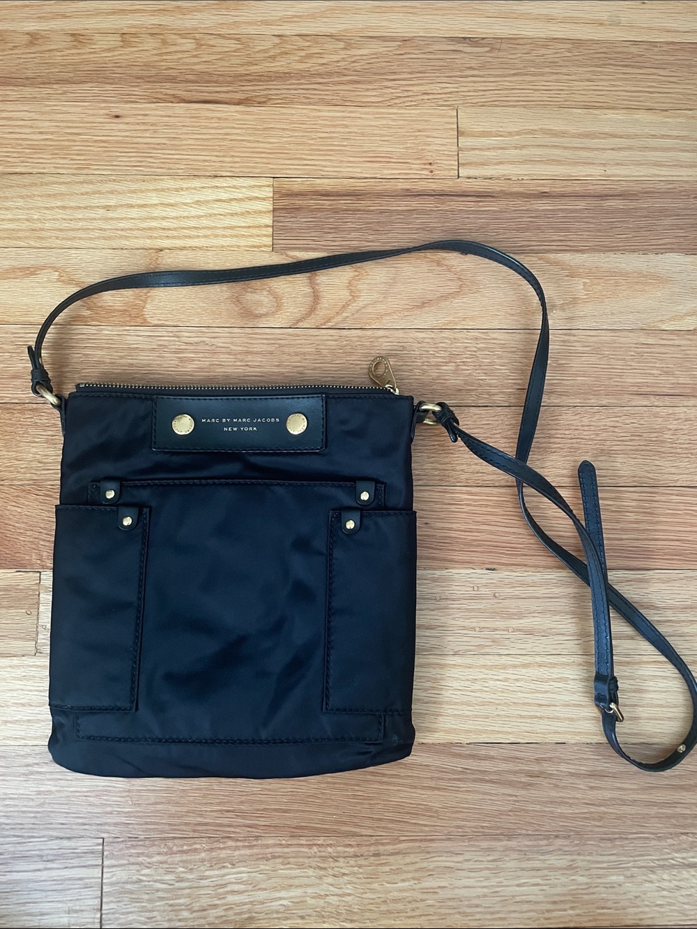 Marc by Marc Jacobs Black Nylon Crossbody with Gold Hardware
